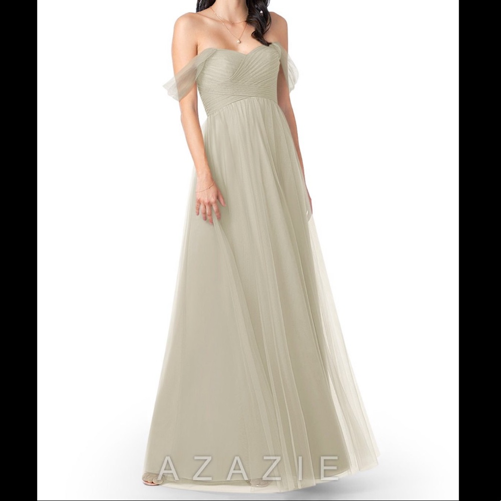Azazie Valeria Gown in Taupe